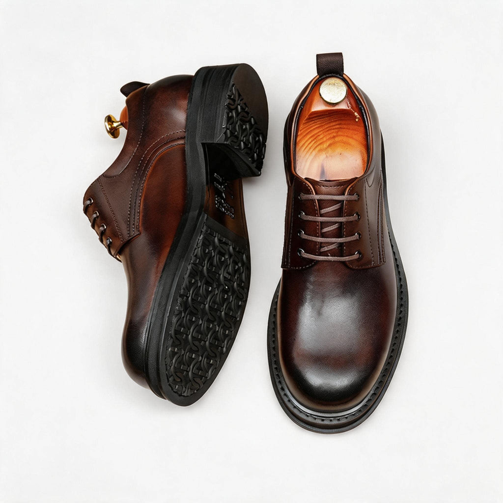 British Round Toe Derby: Fashion Patterned Sole Elite Dress