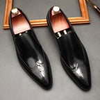 Brogue men's dress shoes Fashionable loafers Slip on Business shoes