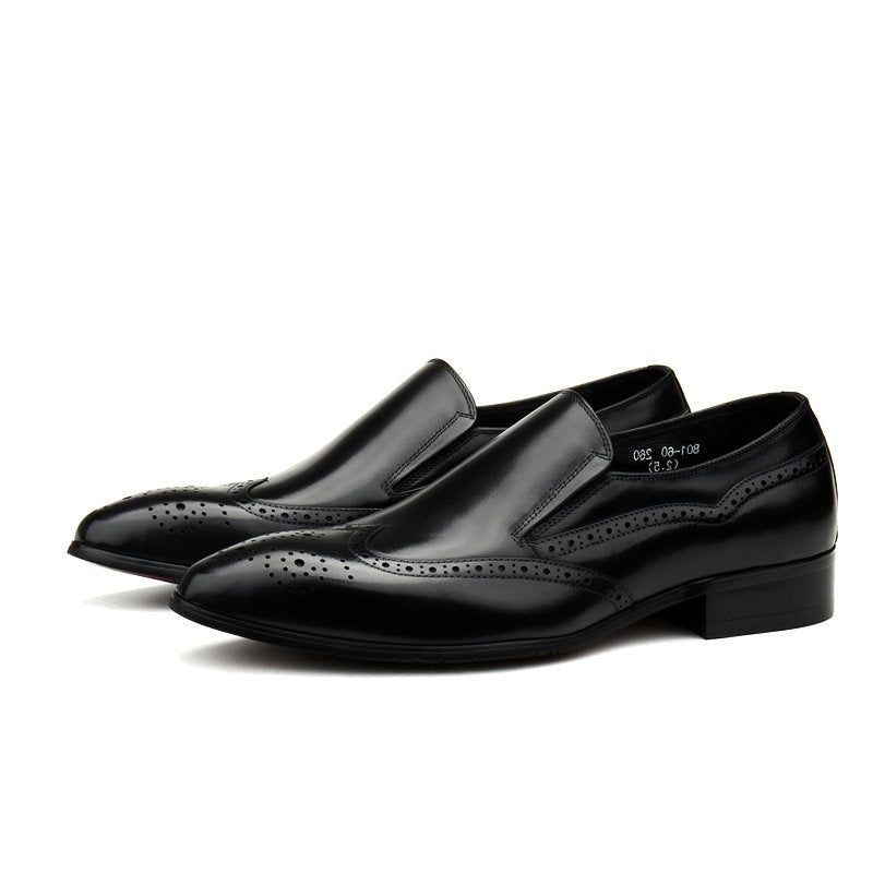 Brogue men's dress shoes Fashionable loafers Slip on Business shoes