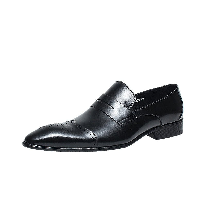 Brogue Slip - On men's business casual loafers Pointed toe Dress shoes
