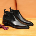 Buckled men's leather dress boots fashion Dress shoesyes