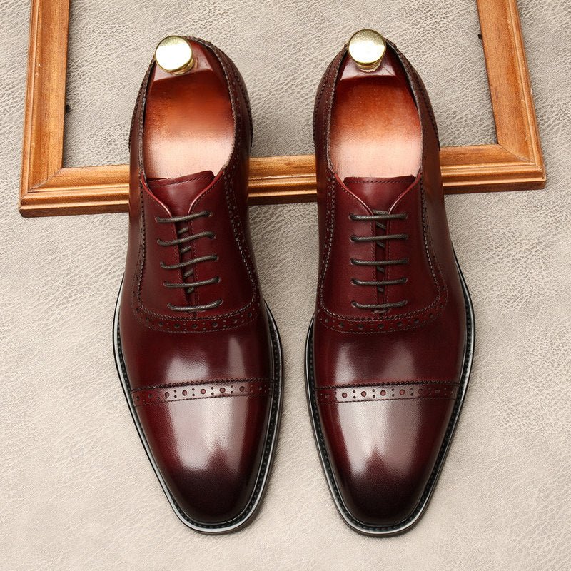 Burnished Cap - Toe Oxford Shoes Modern Groom Dress Shoes Menyes