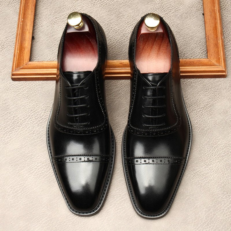 Burnished Cap - Toe Oxford Shoes Modern Groom Dress Shoes Menyes