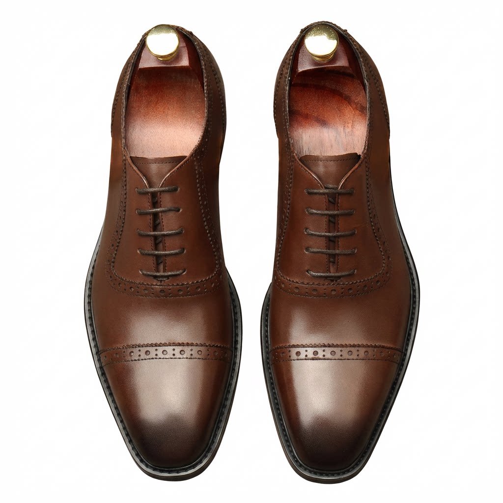Burnished Cap - Toe Oxford Shoes Modern Groom Dress Shoes Menyes