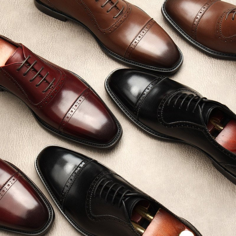 Burnished Cap - Toe Oxford Shoes Modern Groom Dress Shoes Menyes
