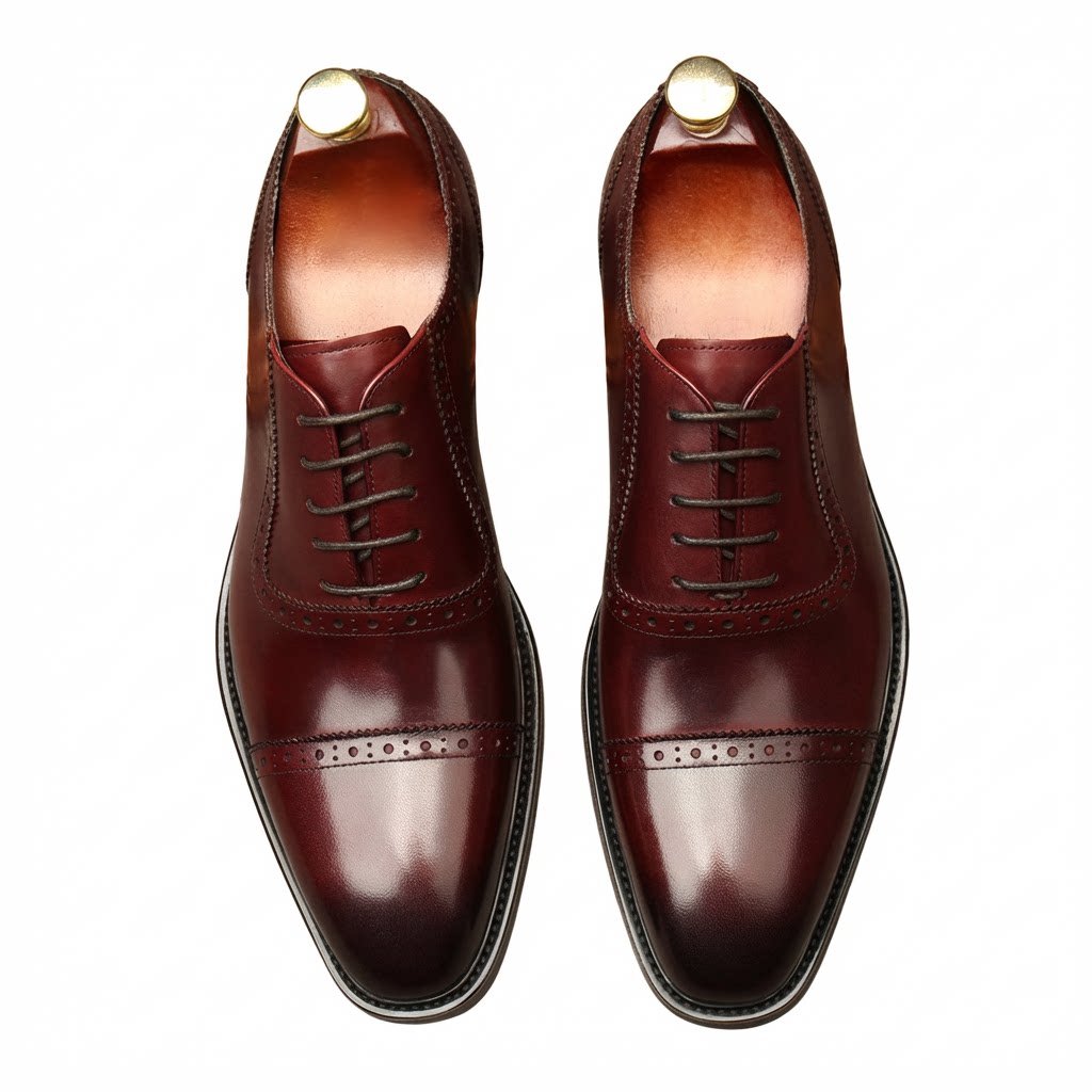 Burnished Cap - Toe Oxford Shoes Modern Groom Dress Shoes Menyes
