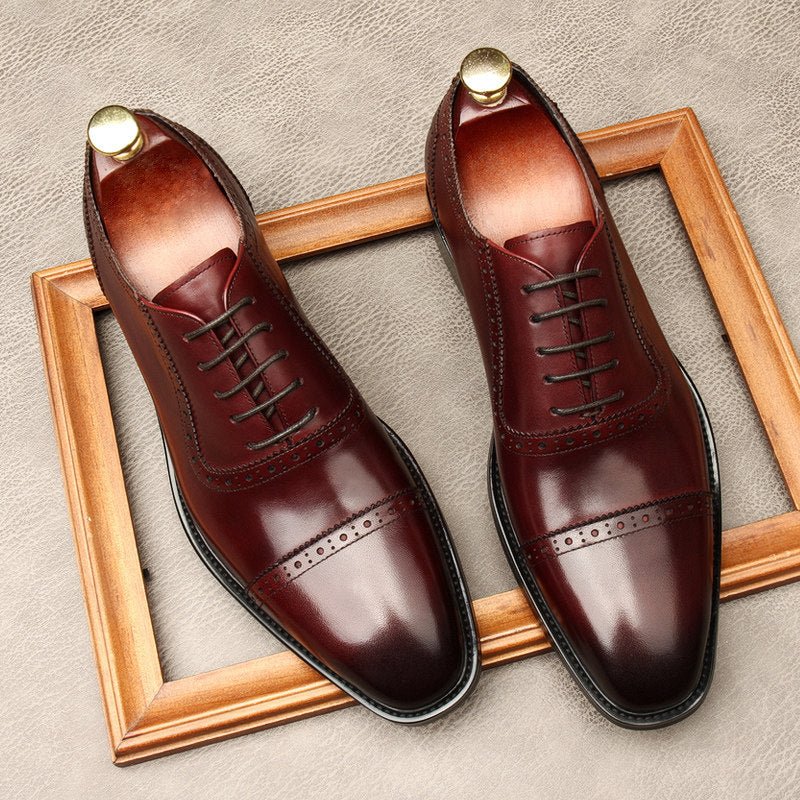 Burnished Cap - Toe Oxford Shoes Modern Groom Dress Shoes Menyes