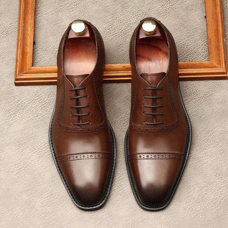 Burnished Cap - Toe Oxford Shoes Modern Groom Dress Shoes Menyes