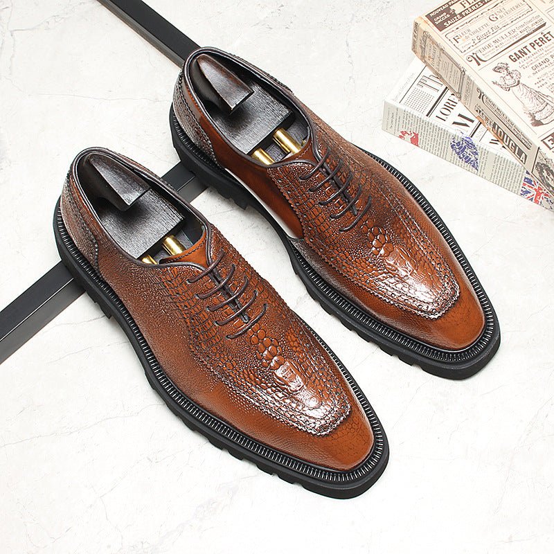 business casual shoes for men Crocodile print dress shoes