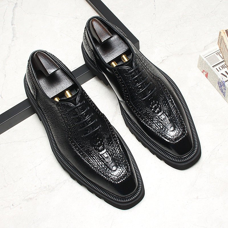 business casual shoes for men Crocodile print dress shoes