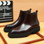 business formal boots men slip on thick sole chelseayes