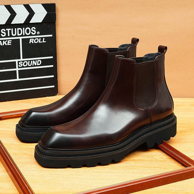 business formal boots men slip on thick sole chelseayes