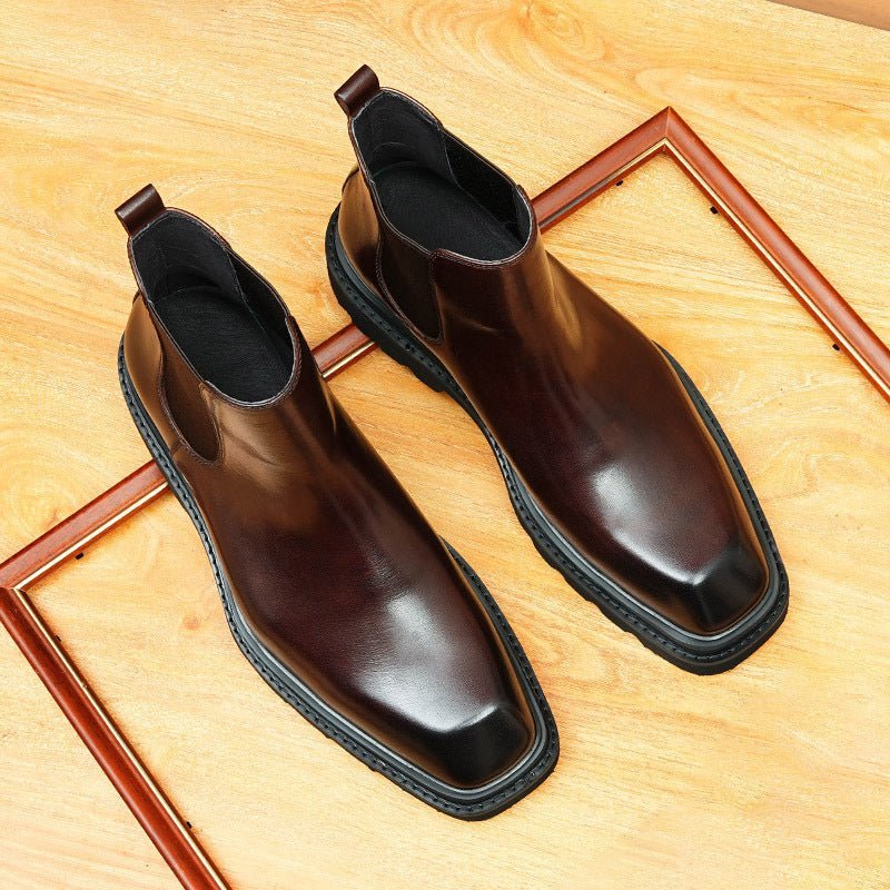 business formal boots men slip on thick sole chelseayes