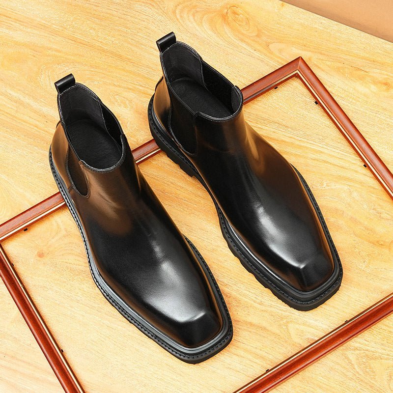 business formal boots men slip on thick sole chelseayes