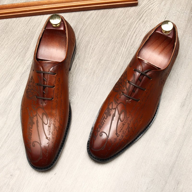 business professional shoes mens Letter pattern Oxford shoes