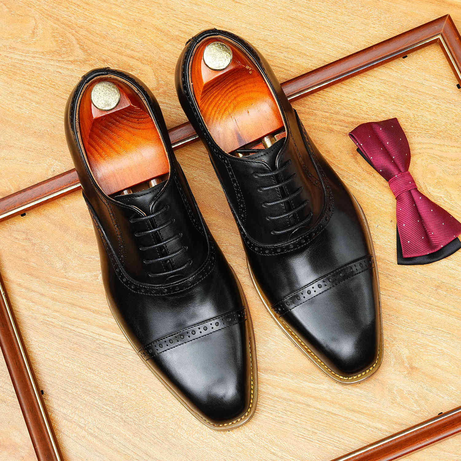 Cap - Toe Brogue Oxford Shoes Groomsmen Wedding Dress Shoes Menyes