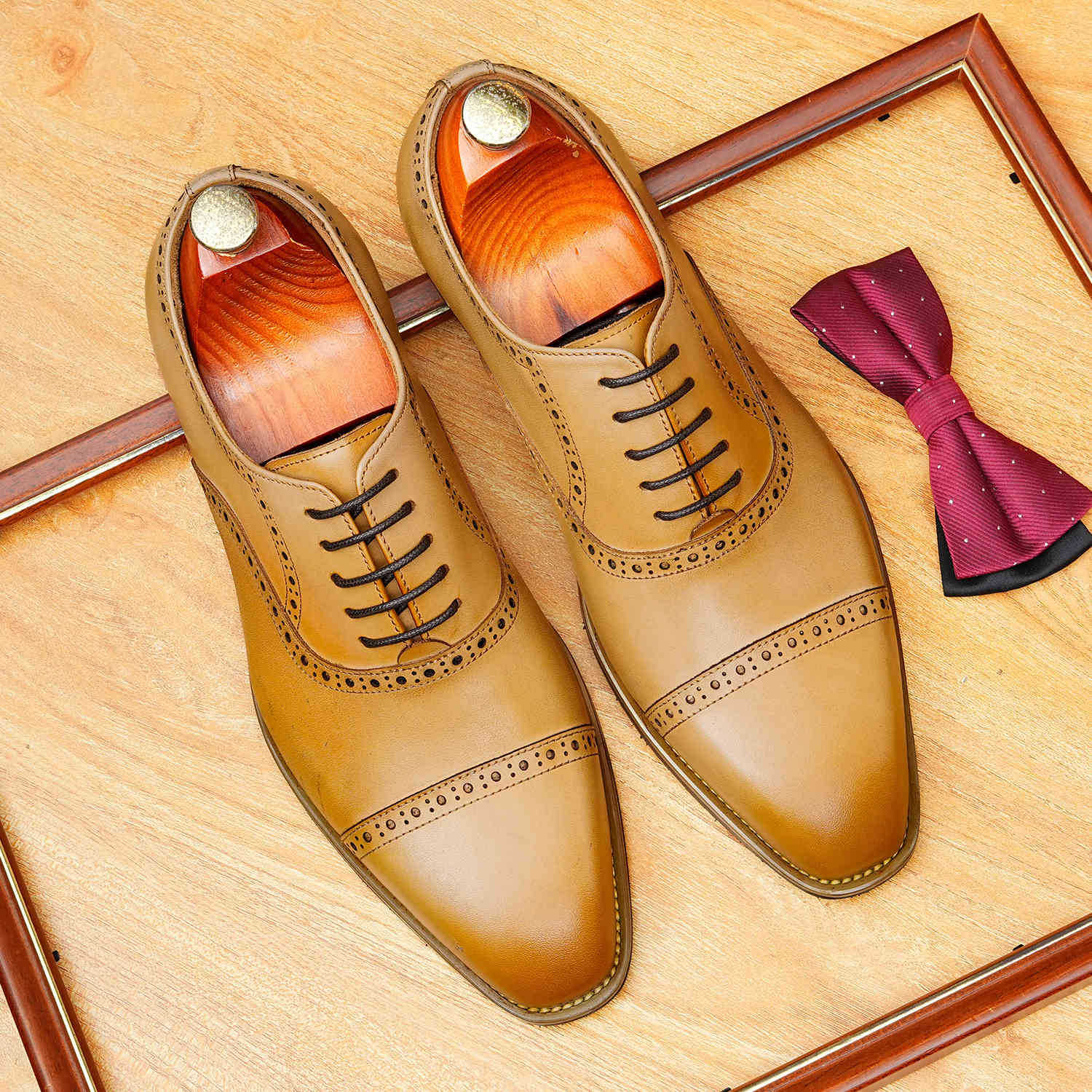 Cap - Toe Brogue Oxford Shoes Groomsmen Wedding Dress Shoes Menyes