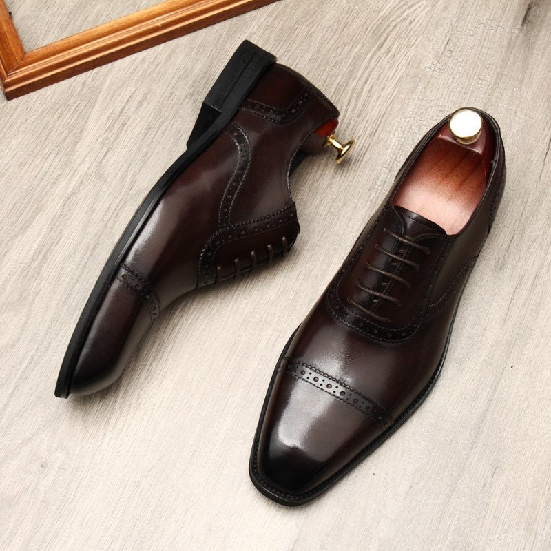 Cap - Toe Brogue Oxford Shoes Modern Groomsmen Wedding Dress Shoes Menyes