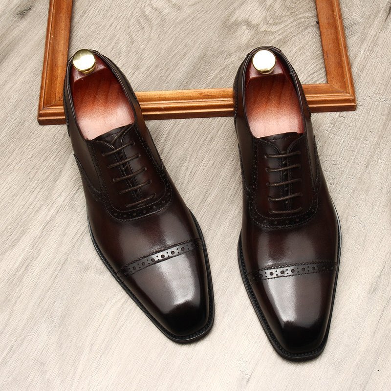 Cap - Toe Brogue Oxford Shoes Modern Groomsmen Wedding Dress Shoes Menyes