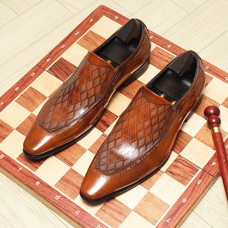 Checkered pattern Slip - On dress penny loafers men Shoes Business casual