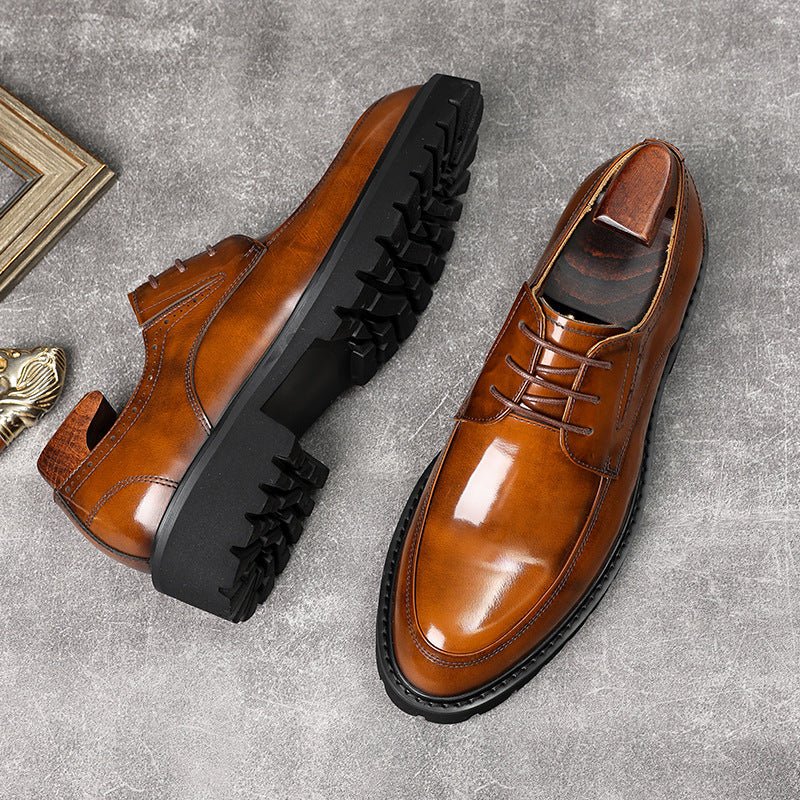 chunky formal Dress shoes for men Fashion Lace up Derby shoes