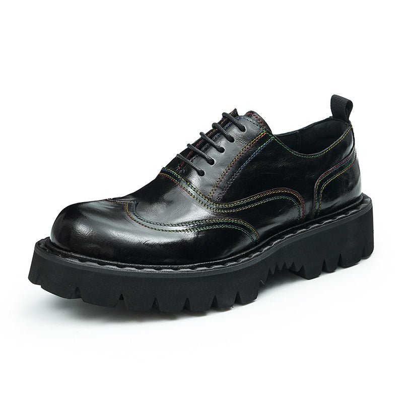 Chunky Lug Sole Oxford Shoes Men's Contrast Stitch Dress Shoesyes
