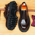 Chunky Lug Sole Oxford Shoes Men's Contrast Stitch Dress Shoesyes