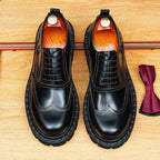Chunky Lug Sole Oxford Shoes Men's Contrast Stitch Dress Shoesyes