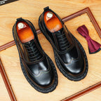 Chunky Lug Sole Oxford Shoes Men's Contrast Stitch Dress Shoesyes