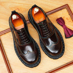 Chunky Lug Sole Oxford Shoes Men's Contrast Stitch Dress Shoesyes