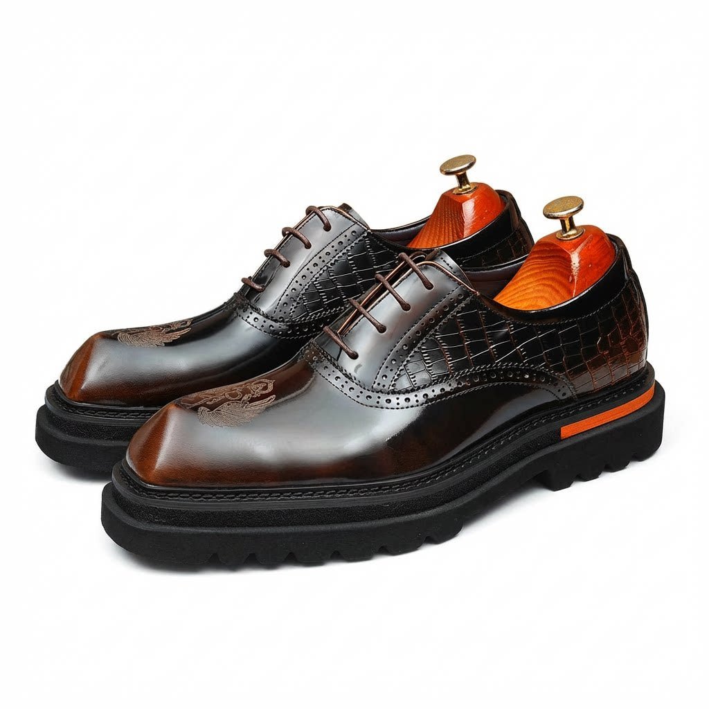 Chunky Lug Sole Oxford Shoes Modern Groom Wedding Dress Shoes Menyes