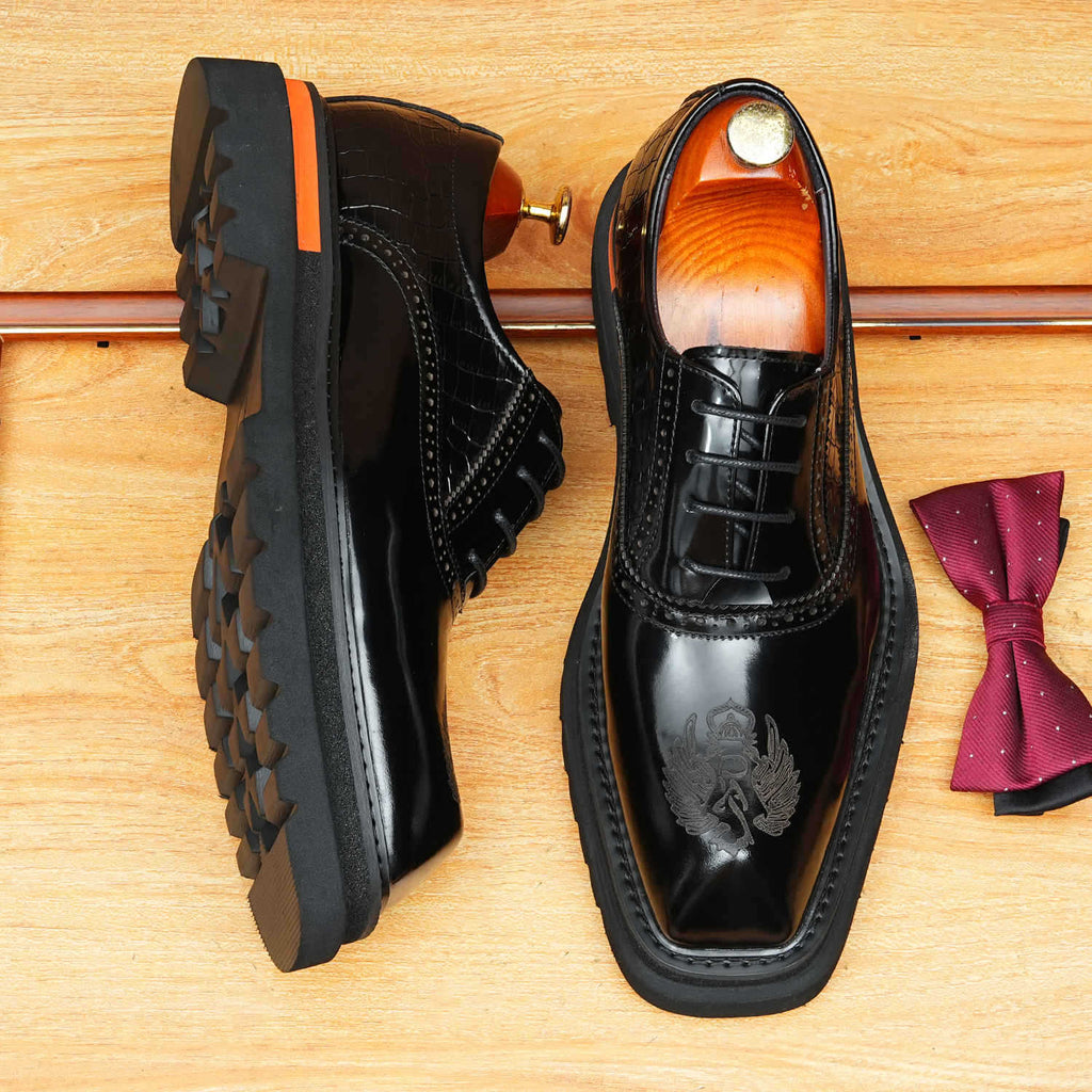Chunky Lug Sole Oxford Shoes Modern Groom Wedding Dress Shoes Menyes