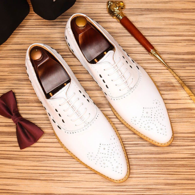 Contrast Stitching Oxford Dress Shoes Men's Brogue Medallion Formal Shoesyes