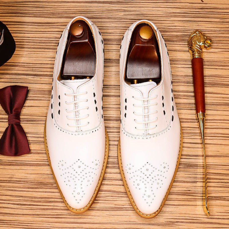 Contrast Stitching Oxford Dress Shoes Men's Brogue Medallion Formal Shoesyes