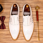 Contrast Stitching Oxford Dress Shoes Men's Brogue Medallion Formal Shoesyes