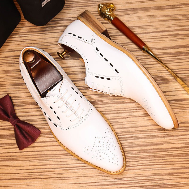 Contrast Stitching Oxford Dress Shoes Men's Brogue Medallion Formal Shoesyes