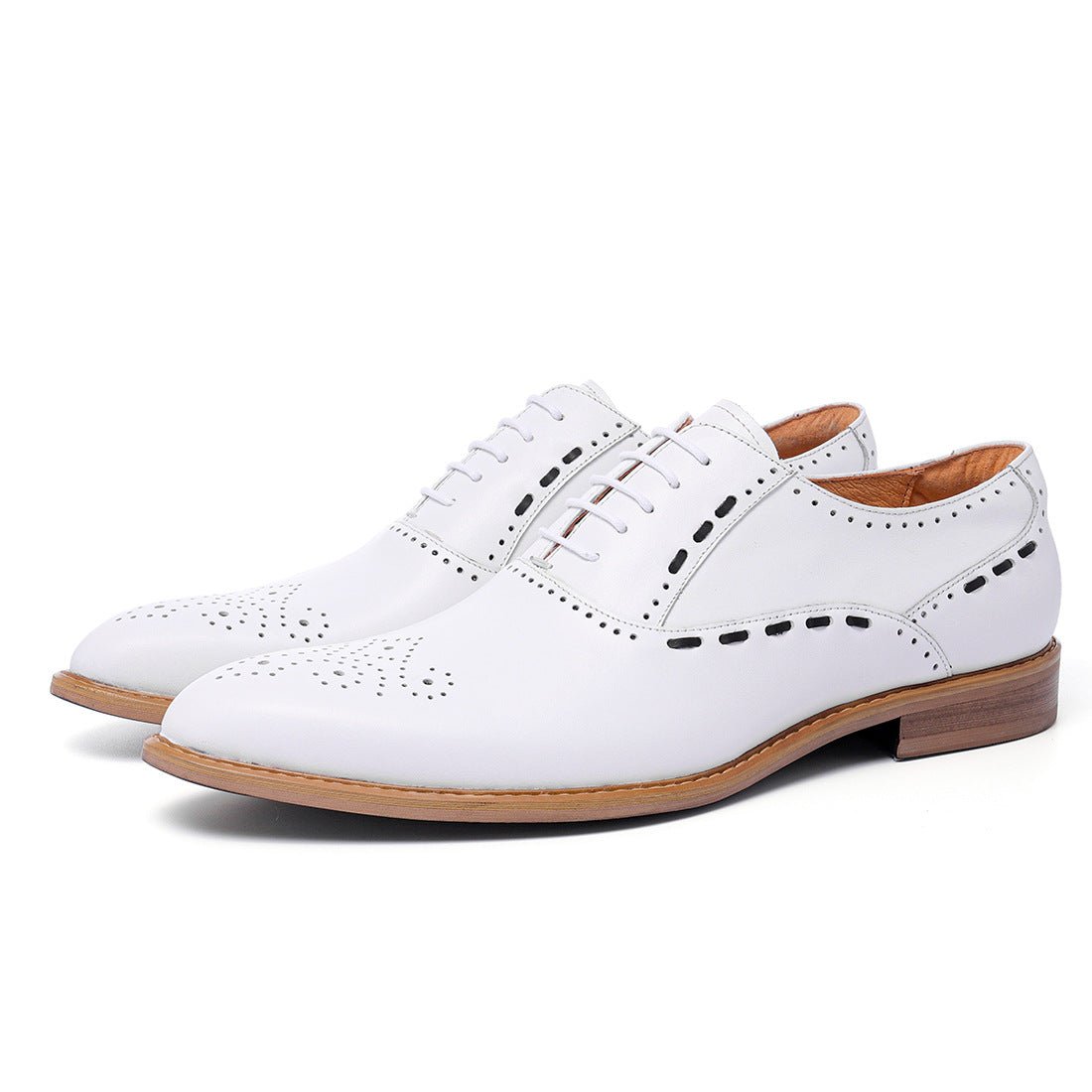 Contrast Stitching Oxford Dress Shoes Men's Brogue Medallion Formal Shoesyes