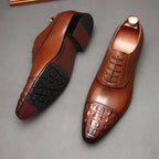Croc Cap - Toe Oxford Shoes Pointed Toe Groom Wedding Dress Shoes Menyes