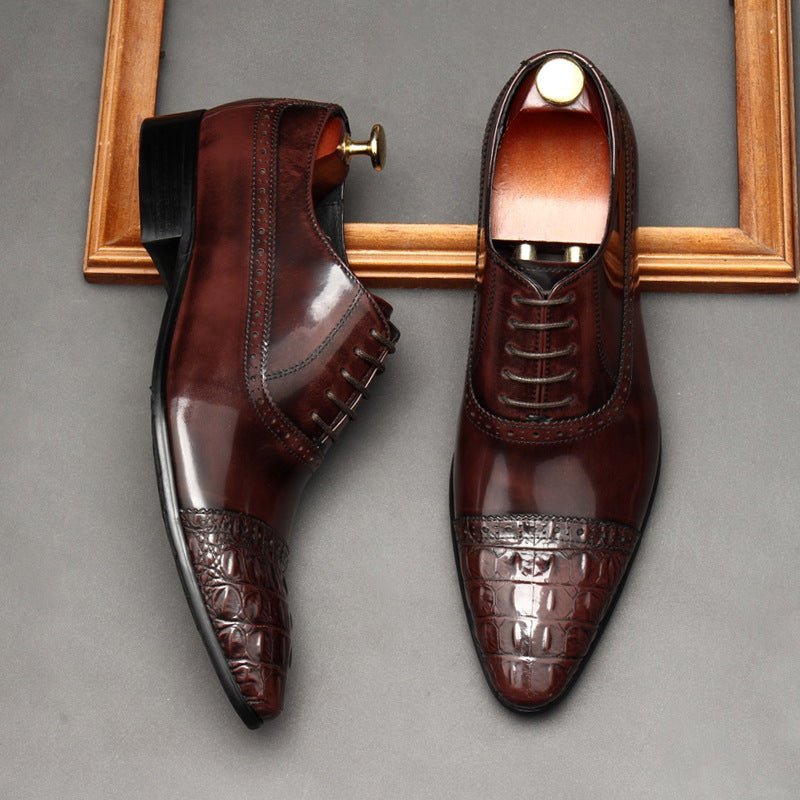 Croc Cap - Toe Oxford Shoes Pointed Toe Groom Wedding Dress Shoes Menyes