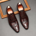 Croc Cap - Toe Oxford Shoes Pointed Toe Groom Wedding Dress Shoes Menyes