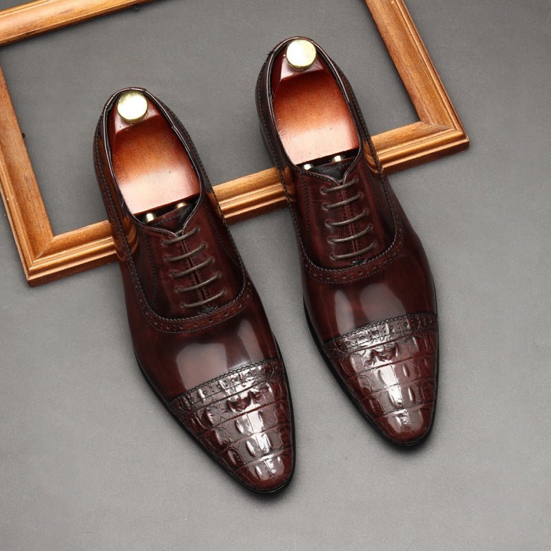 Croc Cap - Toe Oxford Shoes Pointed Toe Groom Wedding Dress Shoes Menyes