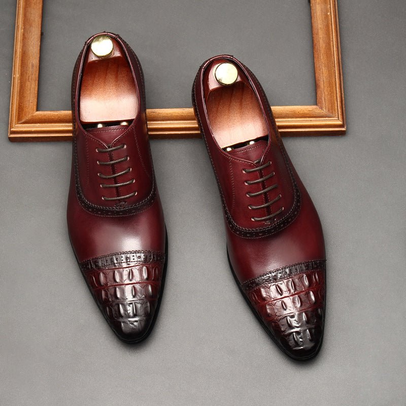 Croc Cap - Toe Oxford Shoes Pointed Toe Groom Wedding Dress Shoes Menyes