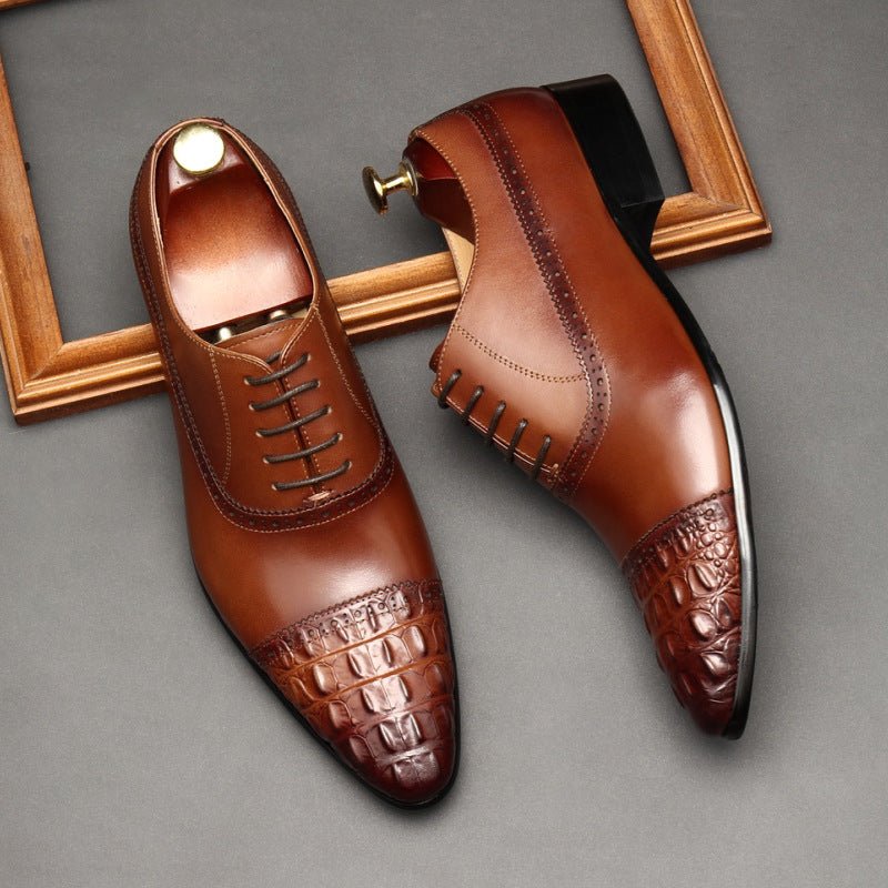 Croc Cap - Toe Oxford Shoes Pointed Toe Groom Wedding Dress Shoes Menyes