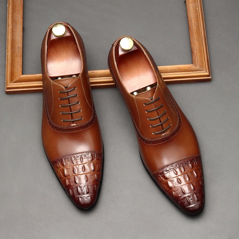 Croc Cap - Toe Oxford Shoes Pointed Toe Groom Wedding Dress Shoes Menyes