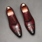 Croc Cap - Toe Oxford Shoes Pointed Toe Groom Wedding Dress Shoes Menyes
