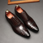 Croc Cap - Toe Oxford Shoes Pointed Toe Groom Wedding Dress Shoes Menyes