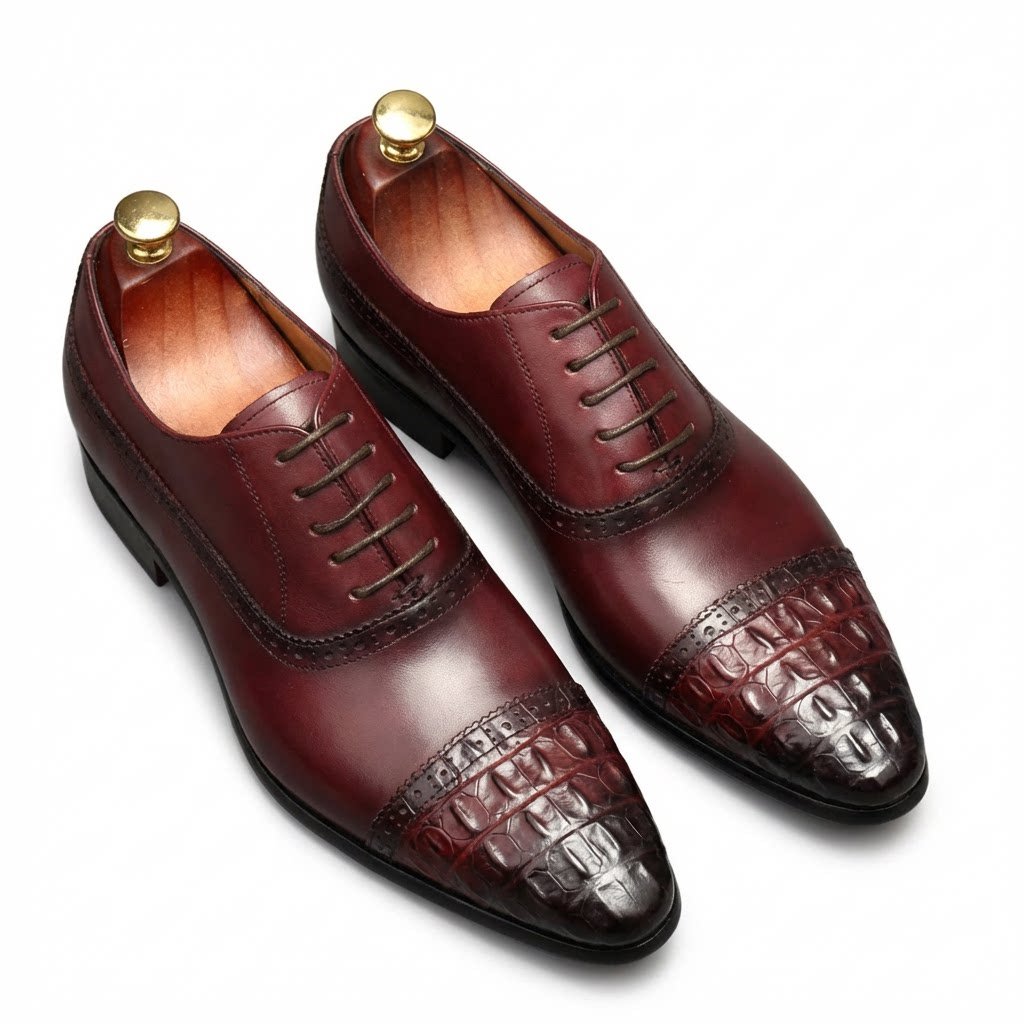 Croc Cap - Toe Oxford Shoes Pointed Toe Groom Wedding Dress Shoes Menyes