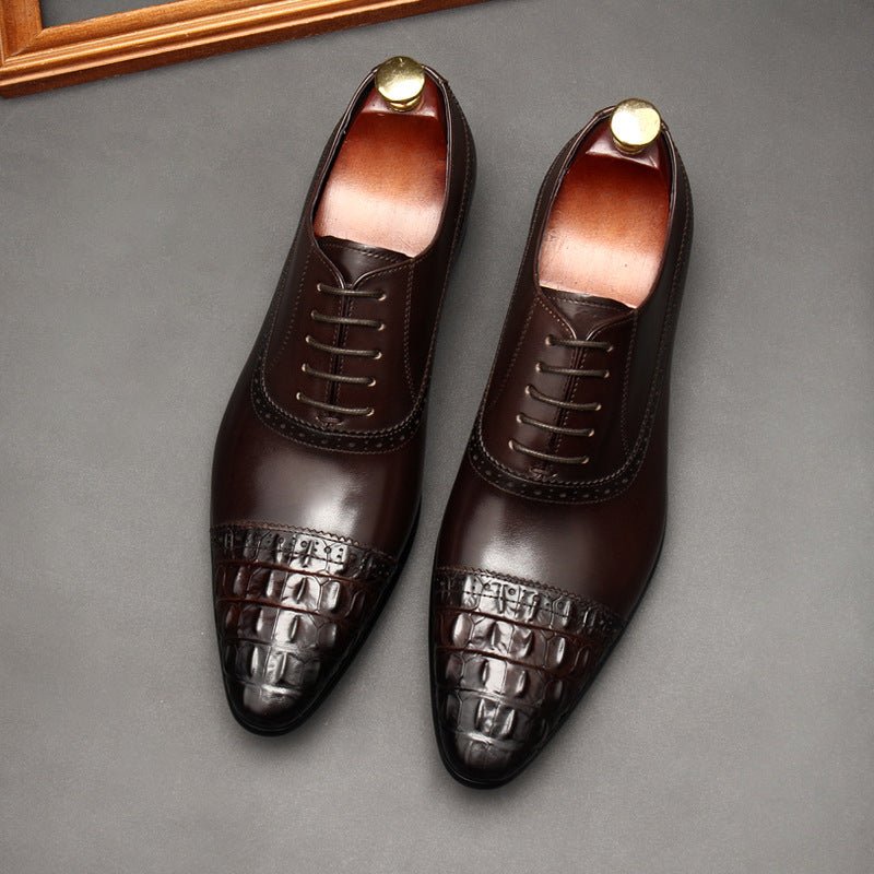 Croc Cap - Toe Oxford Shoes Pointed Toe Groom Wedding Dress Shoes Menyes