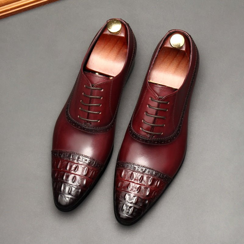 Croc Cap - Toe Oxford Shoes Pointed Toe Groom Wedding Dress Shoes Menyes