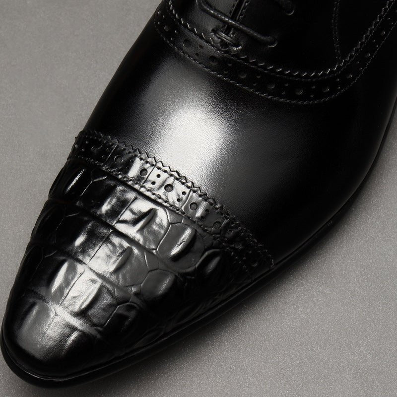 Croc Cap - Toe Oxford Shoes Pointed Toe Groom Wedding Dress Shoes Menyes
